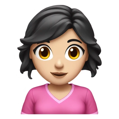 White girl with black hair as a pink gamer girl sticker