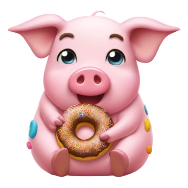 Pig eating donuts  sticker