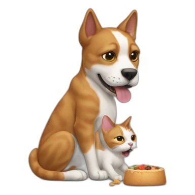 Cat eating dog sticker