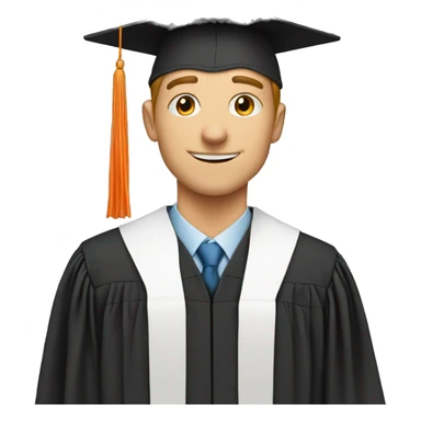 White guy graduation with orange line sticker