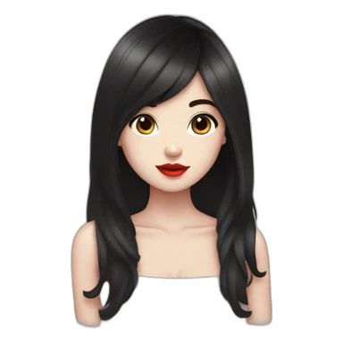 Beautiful young woman,Black hair,long hair,White skin,oval face,big eyes,Blackeyes,Redlips,Chinese sticker