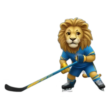 Lion playing ball hockey sticker