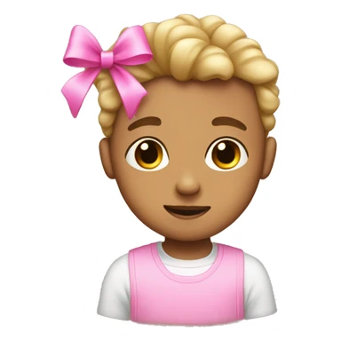 light skin boy with two pink bows on head  sticker