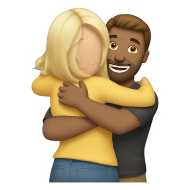 hug to blonde woman and caucasian brown hair man sticker
