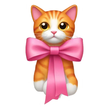 Pink bow ribbon with orange cat sticker
