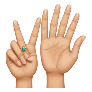 Fais-moi demain coller les unes à côté des autres. La première main gauche le pouce, l’index, majeur sont levé alors que l’annulaire et auriculaire sont repliés. Reproduit la même chose pour la main droite. sticker