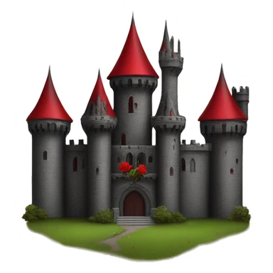 Black and red gothic castle with roses sticker