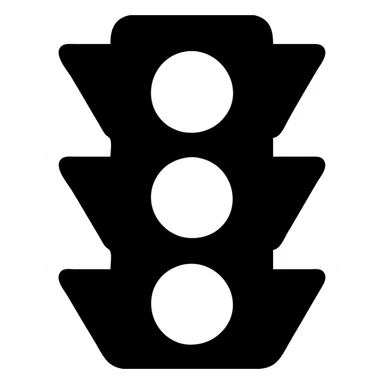 simple traffic light with three circles in soft blue-grey color, solid filled icon style sticker