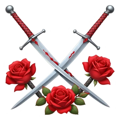 Crossed weapons with a rose sticker
