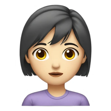Asian Girl with short hair sad sticker