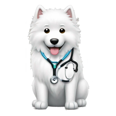 Samoyed with stethoscope sticker