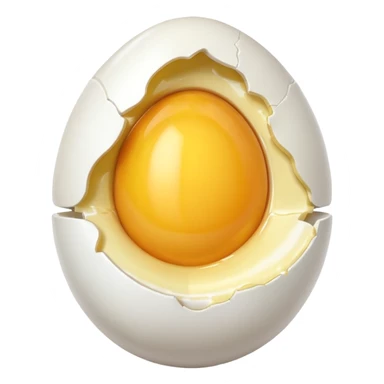 egg object icon, cracked egg with yolk, 3D cartoon, mobile game icon style, clean background, no text, no watermark
 sticker