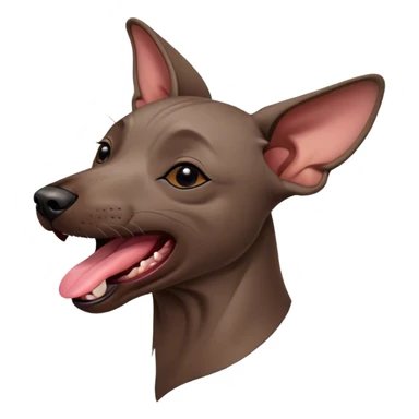 Cinematic Cute Yawning Xoloitzcuintle dog Portrait Emoji, Head tilted slightly with a dramatic, wide-open yawn, showcasing smooth, hairless ebony skin with gently relaxed wrinkles and floppy ears slightly drooping, round dark eyes barely open in drowsy contentment, Simplified yet irresistibly adorable features, highly detailed, glowing with a soft, cozy glow, high shine, relaxed yet expressive, stylized with a touch of whimsy, bright and endearing, soft glowing outline, capturing the essence of a sleepy yet affectionate guardian, so drowsy it feels like it could stretch out of the screen and curl up for a nap! sticker