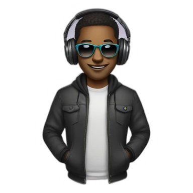 DJ with headphones and roung glasses  sticker