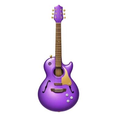 a purple Christmas ornament with a guitar sticker