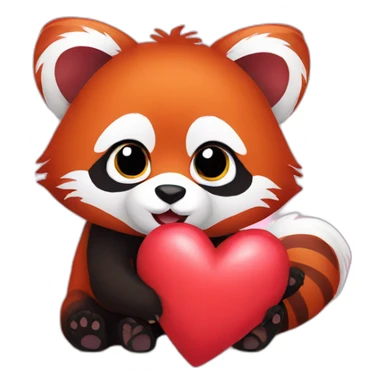 red panda holding a heart sticker
