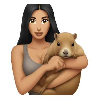 Kim Kardashian holding a capybara  sticker