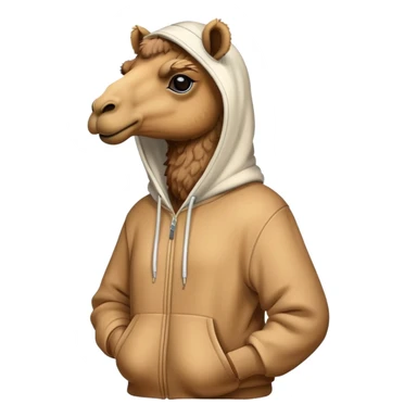 A camel wearing a hoodie sticker