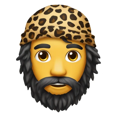 caveman emoji head only with leopard print bandana sticker
