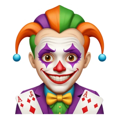 crazy colorful human jolly joker from poker sticker