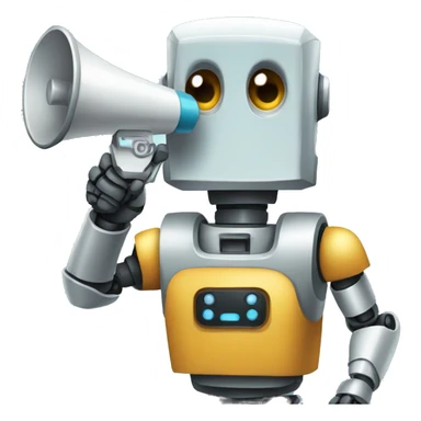 robot holding a megaphone sticker