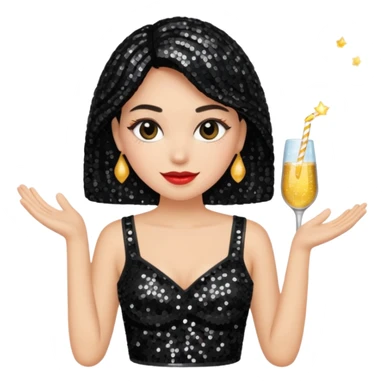 un top de ropa de mujer, para salir de fiesta, que sea negro y con detalles brillantes sticker