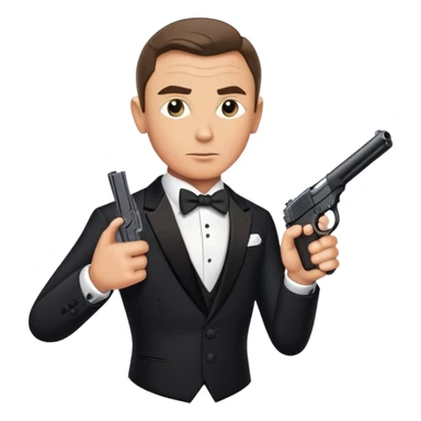 James Bond in tuxedo with gun, secret agent sticker