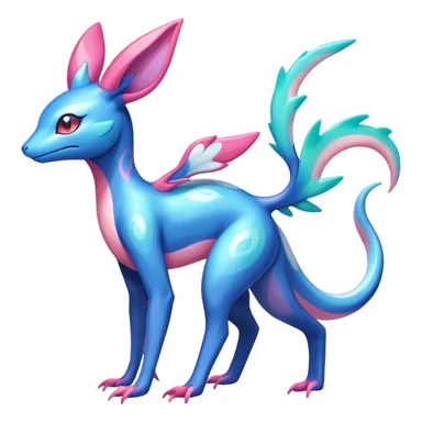 Colorful Shiny Exotic Amaura-Salandit-Aurorus-Sylveon-Fakémon-hybrid-creature (full body)  sticker