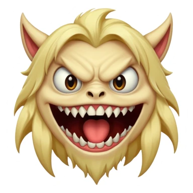 scary blonde monster big teeth scary eyes sticker
