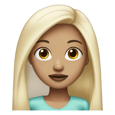 Light skin girl with long straight black hair and pink lips sticker