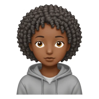 Make a Colombian with black super short curly hair wearing a grey hoodie sticker