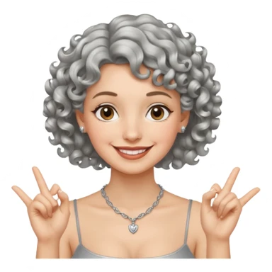 silver, short, wavy-haired with curls, smiling pretty lady, hopeful,  2 fingers up crossed


 sticker