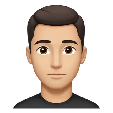 Attractive man in his 40s with youthful appearance, light brown skin, elongated face, defined jawline, medium dark eyes, arched eyebrows, straight nose, handsome friendly expression, short dark hair styled upward, athletic build, wearing a fitted black t-shirt sticker