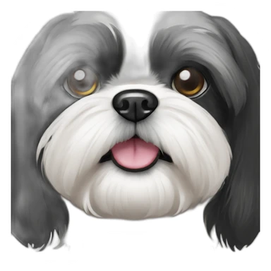 black and white shihtzu face sticker