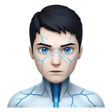 electric lab mutant portrait, head and shoulders only, glowing blue energy cracks on skin, wild hair, intense eyes, sci-fi lab accident vibe, 3D cartoon, mobile game icon style, clean background, no text, no watermark

 sticker