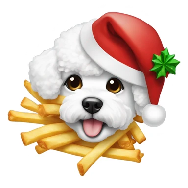 bichon fries with christmas hat sticker