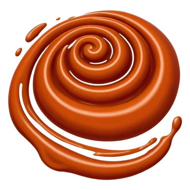 enchilada sauce, small swirl or puddle, rich reddish-brown, smooth and thick, glossy, velvety, ripples or peaks, deep earthy red, no dish, spoon, or faces, clean 3D, soft lighting, transparent background, emoji scale sticker