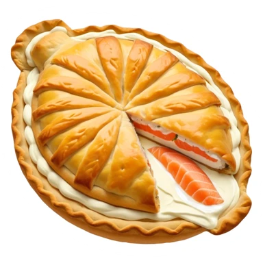 Karelian pasty with cream on top finnish with cream on top and salmon and lemon sticker