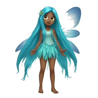 Beautiful, fairy, blue, turqoise, long hair, big wings sticker