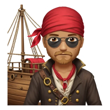 Pirat man standing ship sticker