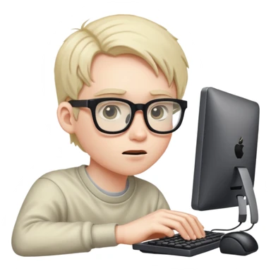 Geeky smelly nerd sitting on a computer playing games intensely  sticker