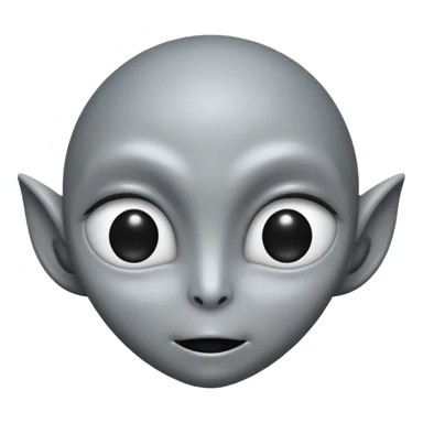 Grey alien head, almond-shaped eyes solid black, entire eye black, no white or iris, slanted, pale grey skin, cartoon emoji, no background


 sticker