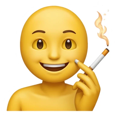 happy emoji face holding a cigarette sticker