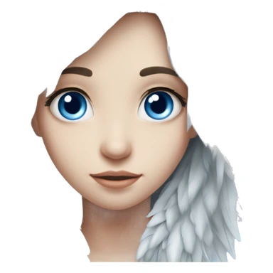 big wings, silver, feather, icy ,snowflake, Beautiful, fairy, long hair, blue eyes sticker