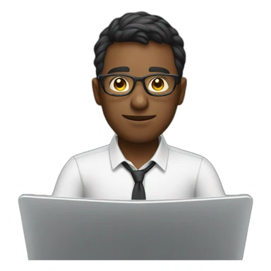 Guy in glasses working in a laptop sticker