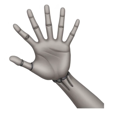 front angle view of a grey colored arm and 5-fingered hand reaching out sticker