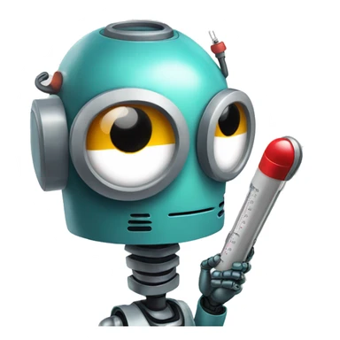 the robot holds a thermometer sticker