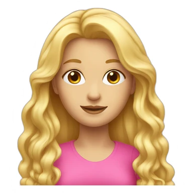 blonde lady with long hair and pink sticker