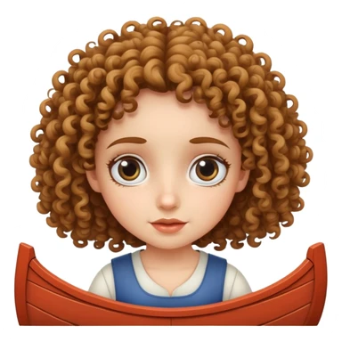 curly haired, fair skinned girl with big eyes rowing a boat sticker