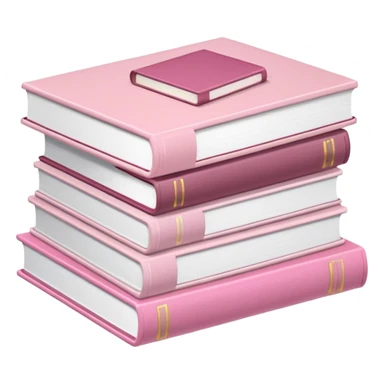White and light pink books, stacked on a pile sticker